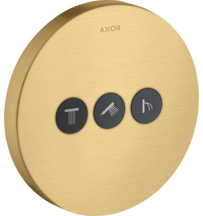 Zawór odcinający do 3 odbiorników, okrągły, podtynkowy Złoty Optyczny Szczotkowany AXOR ShowerSelect Axor (36727250)