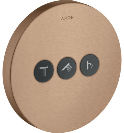 Zawór odcinający do 3 odbiorników, okrągły, podtynkowy Czerwony Złoty Szczotkowany AXOR ShowerSelect Axor (36727310)
