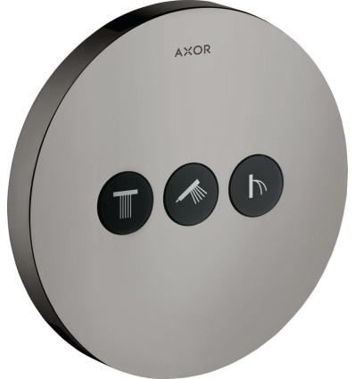Zawór odcinający do 3 odbiorników, okrągły, podtynkowy Czarny Chrom Polerowany AXOR ShowerSelect Axor (36727330)