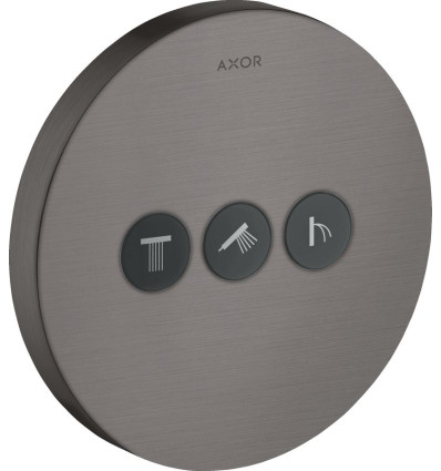 Zawór odcinający do 3 odbiorników, okrągły, podtynkowy Czarny Chrom Szczotkowany AXOR ShowerSelect Axor (36727340)