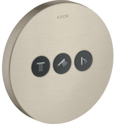 Zawór odcinający do 3 odbiorników, okrągły, podtynkowy Nikiel Szczotkowany AXOR ShowerSelect Axor (36727820)