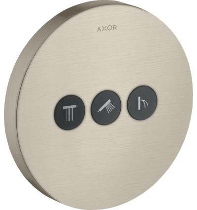 Zawór odcinający do 3 odbiorników, okrągły, podtynkowy Nikiel Szczotkowany AXOR ShowerSelect Axor (36727820)