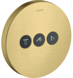 Zawór odcinający do 3 odbiorników, okrągły, podtynkowy Mosiądz Szczotkowany AXOR ShowerSelect Axor (36727950)