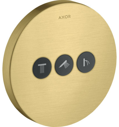 Zawór odcinający do 3 odbiorników, okrągły, podtynkowy Mosiądz Szczotkowany AXOR ShowerSelect Axor (36727950)