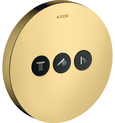 Zawór odcinający do 3 odbiorników, okrągły, podtynkowy Złoty Optyczny Polerowany AXOR ShowerSelect Axor (36727990)