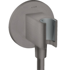 Przyłącze węża prysznicowego z uchwytem, okrągłe Czarny Chrom Szczotkowany AXOR ShowerSolutions Axor (36733340)