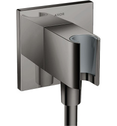 Przyłącze węża prysznicowego z uchwytem, kwadratowe Czarny Chrom Polerowany AXOR ShowerSolutions Axor (36734330)