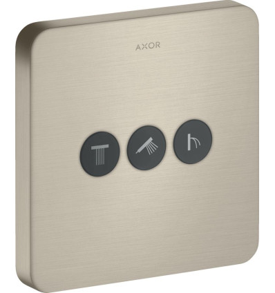 Zawór odcinający do 3 odbiorników, softsquare, podtynkowy Nikiel Szczotkowany AXOR ShowerSelect Axor (36773820)