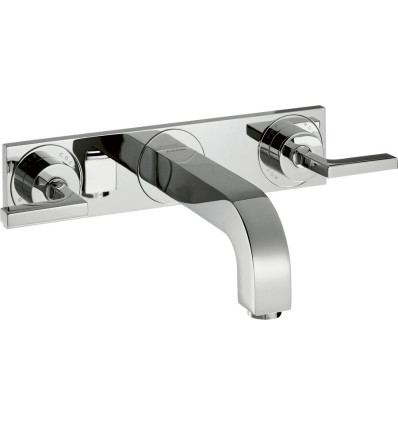 3-otworowa bateria umywalkowa z uchwytami jednoramiennymi, płytką i wylewką 226 mm, ścienna, AXOR Citterio Axor (39148000)