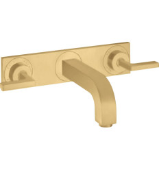 3-otworowa bateria umywalkowa z uchwytami jednoramiennymi, płytką i wylewką 226 mm, ścienna, AXOR Citterio Axor (39148250)