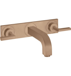3-otworowa bateria umywalkowa z uchwytami jednoramiennymi, płytką i wylewką 226 mm, ścienna, AXOR Citterio Axor (39148310)