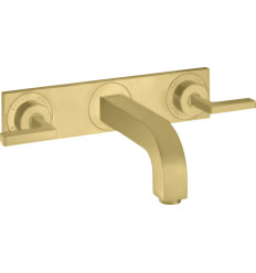 3-otworowa bateria umywalkowa z uchwytami jednoramiennymi, płytką i wylewką 226 mm, ścienna, AXOR Citterio Axor (39148950)