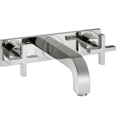 3-otworowa bateria umywalkowa z uchwytami krzyżowymi, płytką i wylewką 166 mm, ścienna, AXOR Citterio Axor (39314000)