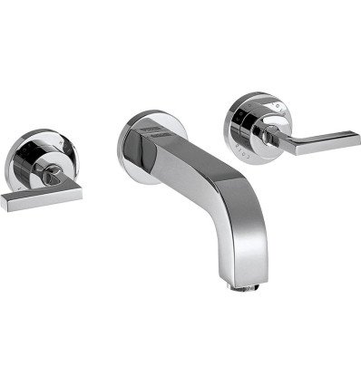 3-otworowa bateria umywalkowa z uchwytami jednoramiennymi, rozetami i wylewką 162 mm, ścienna, AXOR Citterio Axor (39315000)