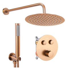 Zestaw natryskowy podtynkowy termostat miedź szczotkowana Lungo Rea (REA-P8808)