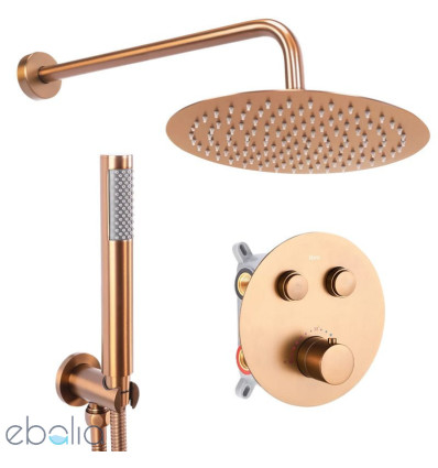 Zestaw natryskowy podtynkowy termostat miedź szczotkowana Lungo Rea (REA-P8808)