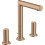 3-otworowa bateria umywalkowa 200 z uchwytami Zero i kompletem odpływowym z cięgłem Czerwony Złoty AXOR Uno Axor (45133310)