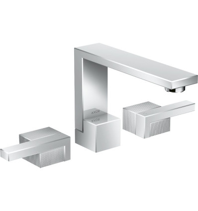 3-otworowa bateria umywalkowa 130 z kompletem odpływowym Push-Open, szlif diamentowy Chrom AXOR Edge Axor (46051000)