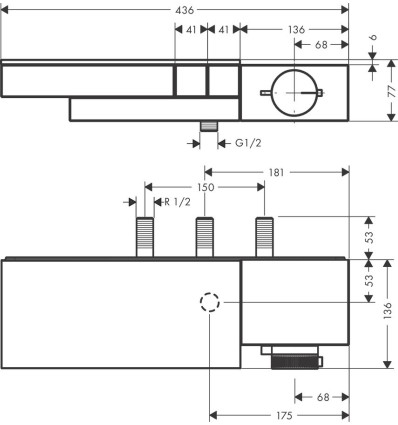 Bateria termostatyczna do 2 odbiorników, natynkow/podtynkowa, szlif diamentowy Czarny Chrom Polerowany AXOR Edge Axor (46241330)
