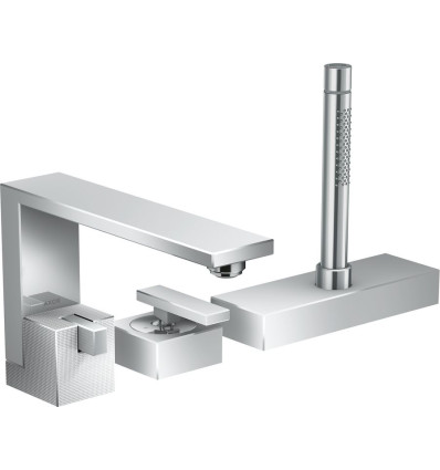 3-otworowa jednouchwytowa bateria na brzeg wanny, sBox, szlif diamentowy Chrom AXOR Edge Axor (46431000)
