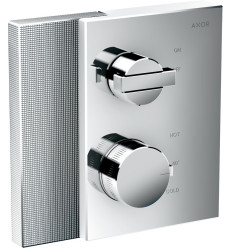 Bateria termostatyczna z zaworem odcinającym do 1 odbiornika, podtynkowa, szlif diamentowy Chrom AXOR Edge Axor (46751000)
