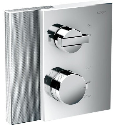 Bateria termostatyczna z zaworem odcinającym do 1 odbiornika, podtynkowa, szlif diamentowy Chrom AXOR Edge Axor (46751000)