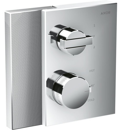 Bateria termostatyczna z zaworem odcinająco-przełączającym do 2 odbiorników, podtynkowa, szlif AXOR Edge Axor (46761000)