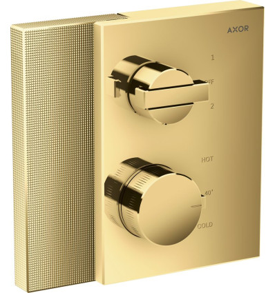 Bateria termostatyczna z zaworem odcinająco-przełączającym do 2 odbiorników, podtynkowa, szlif AXOR Edge Axor (46761990)