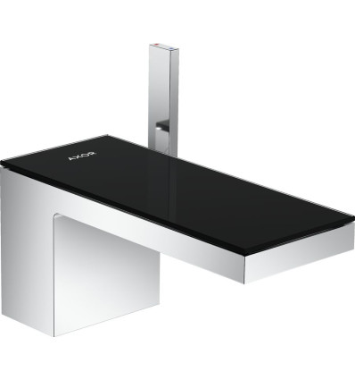 Jednouchwytowa bateria umywalkowa 70 z kompletem odpływowym Push-Open chrom/czarne szkło AXOR MyEdition Axor (47010600)