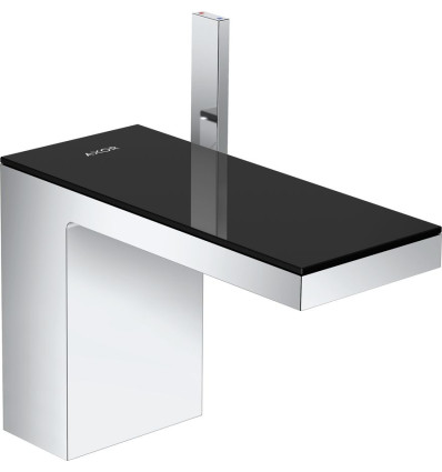 Jednouchwytowa bateria umywalkowa 110 z kompletem odpływowym Push-Open chrom/czarne szkło AXOR MyEdition Axor (47030600)