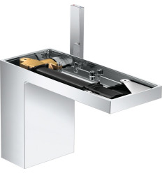 Jednouchwytowa bateria umywalkowa 110 bez płytki z kompletem odpływowym Push-Open Chrom AXOR MyEdition Axor (47032000)