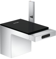 Jednouchwytowa bateria bidetowa z kompletem odpływowym Push-Open chrom/czarne szkło AXOR MyEdition Axor (47210600)