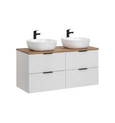 Zestaw meblowy 120cm z blatem i 2 umywalkami nablatowymi Smile Adel White Comad (SET -ADW B 120 CM UN 6252)