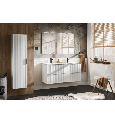 Zestaw meblowy 120cm z umywalką meblową SKY, szafką wysoką i lustrem Adel White Comad (SET -ADW SKY 120 CM 1)