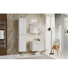 Zestaw meblowy 60cm szafka z umywalką, szafką wysoką i lustrem Iconic White Comad (SET ICW-SKY 60 CM A01)