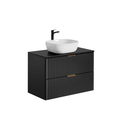 Zestaw meblowy 80 cm z umywalką nablatową Adel Black Comad (SET -ADB B 80 CM SMILE 40)