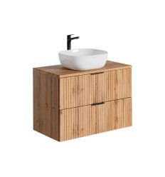 Zestaw meblowy 80 cm z blatem i umywalką nablatową Smile Adel Oak Comad (SET -ADO B 80 CM SMILE 40)