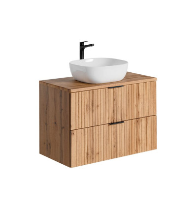 Zestaw meblowy 80 cm z blatem i umywalką nablatową Smile Adel Oak Comad (SET -ADO B 80 CM SMILE 40)