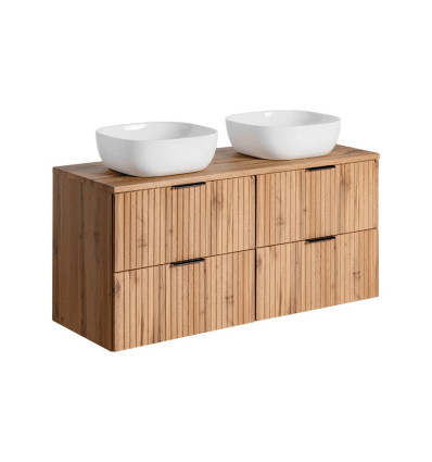 Zestaw meblowy 120cm z blatem i 2 umywalkami nablatowymi Smile Adel Oak Comad (SET -ADO B 120 CM SMILE 40)