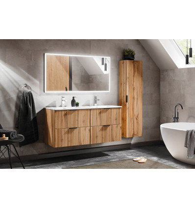 Zestaw meblowy 120cm z umywalką meblową SKY, szafką wysoką i lustrem LED Adel Oak Comad (SET -ADO SKY 120 CM 3)