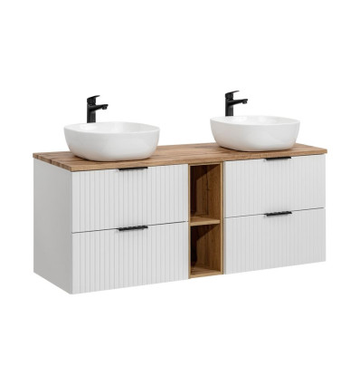 Zestaw meblowy 140cm z blatem i 2 umywalkami nablatowymi Smile Adel White Comad (SET -ADW B 140 CM UN 6252 81-01 WOTAN)