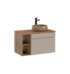 Zestaw meblowy 80cm z blatem i umywalką nablatową Wiki Iconic Cashmere Comad (SET - ICC B 80 CM WIKI-MC 81-01 COAST EVOKE OAK)