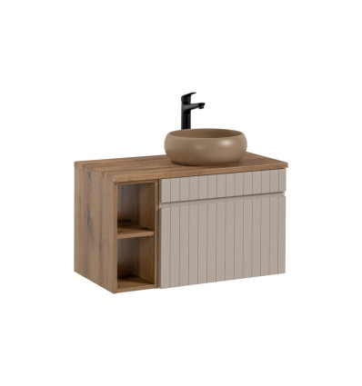 Zestaw meblowy 80cm z blatem i umywalką nablatową Wiki Iconic Cashmere Comad (SET - ICC B 80 CM WIKI-MC 81-01 COAST EVOKE OAK)