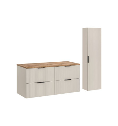 Zestaw meblowy 120cm z blatem i szafką wysoką Adel Cashmere Comad (SET-ADC B WOTAN 120CM HC)