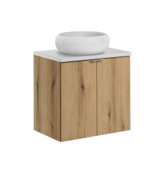 Zestaw meblowy 60cm z blatem i umywalką nablatową Wiki Nova Oak Comad (SET-NOA B WHITE 60CM D UN WIKI SW)