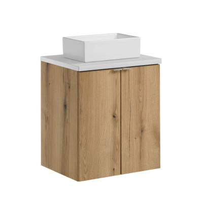 Zestaw meblowy 50cm z blatem i umywalką nablatową Gaja Nova Oak Comad (SET-NOA B WHITE 50CM D UN GAJA 35 SW)