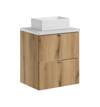 Zestaw meblowy 50cm z blatem i umywalką nablatową Gaja Nova Oak Comad (SET-NOA B WHITE 50CM S UN GAJA 35 SW)
