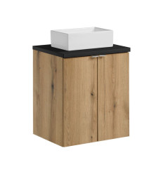 Zestaw meblowy 50cm z blatem i umywalką nablatową Gaja Nova Oak Comad (SET-NOA B BLACK 50CM D UN GAJA 35 SW)