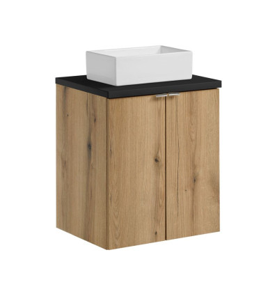 Zestaw meblowy 50cm z blatem i umywalką nablatową Gaja Nova Oak Comad (SET-NOA B BLACK 50CM D UN GAJA 35 SW)