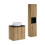 Zestaw meblowy 60cm z blatem, umywalką nablatową Wiki i szafką wysoką Nova Oak Comad (SET-NOA B BLACK 60CM S UN WIKI SW HC)